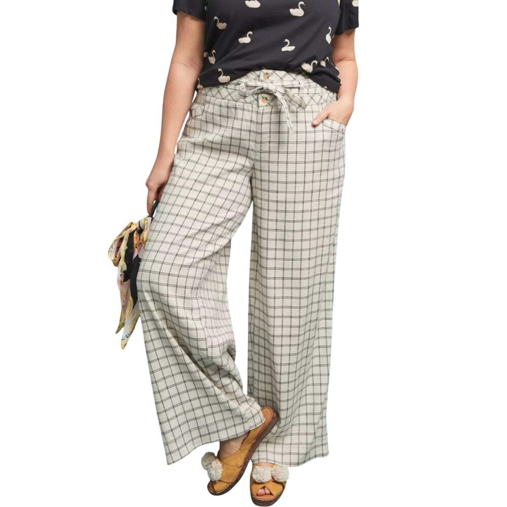 Anthropologie Womens Plaid Trousers Side Slant Pockets Zip Button Closure Size 6